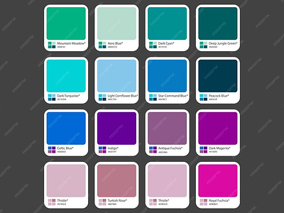 Eye-catching soft RGB color swatch with hex code color design