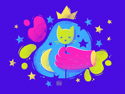 12/365 abstract art artist blue cat character concept crown design funny hand illustration moon pink stars yellow