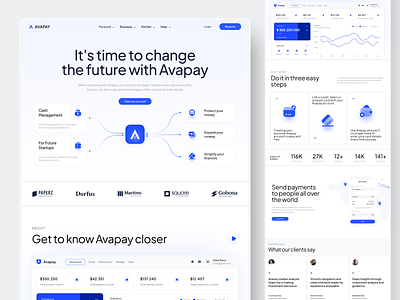Avapay - Banking Website b2b bank banking clean design finance financial landing page money paypal saas ui web bank web banking website website banking