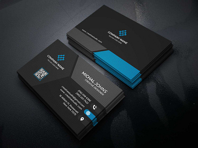 Blue & Black Business Card Template design
