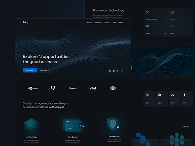 Arky - website artificial intelligence dark mode high tech ilustration minimalist product design tech ui ux web site