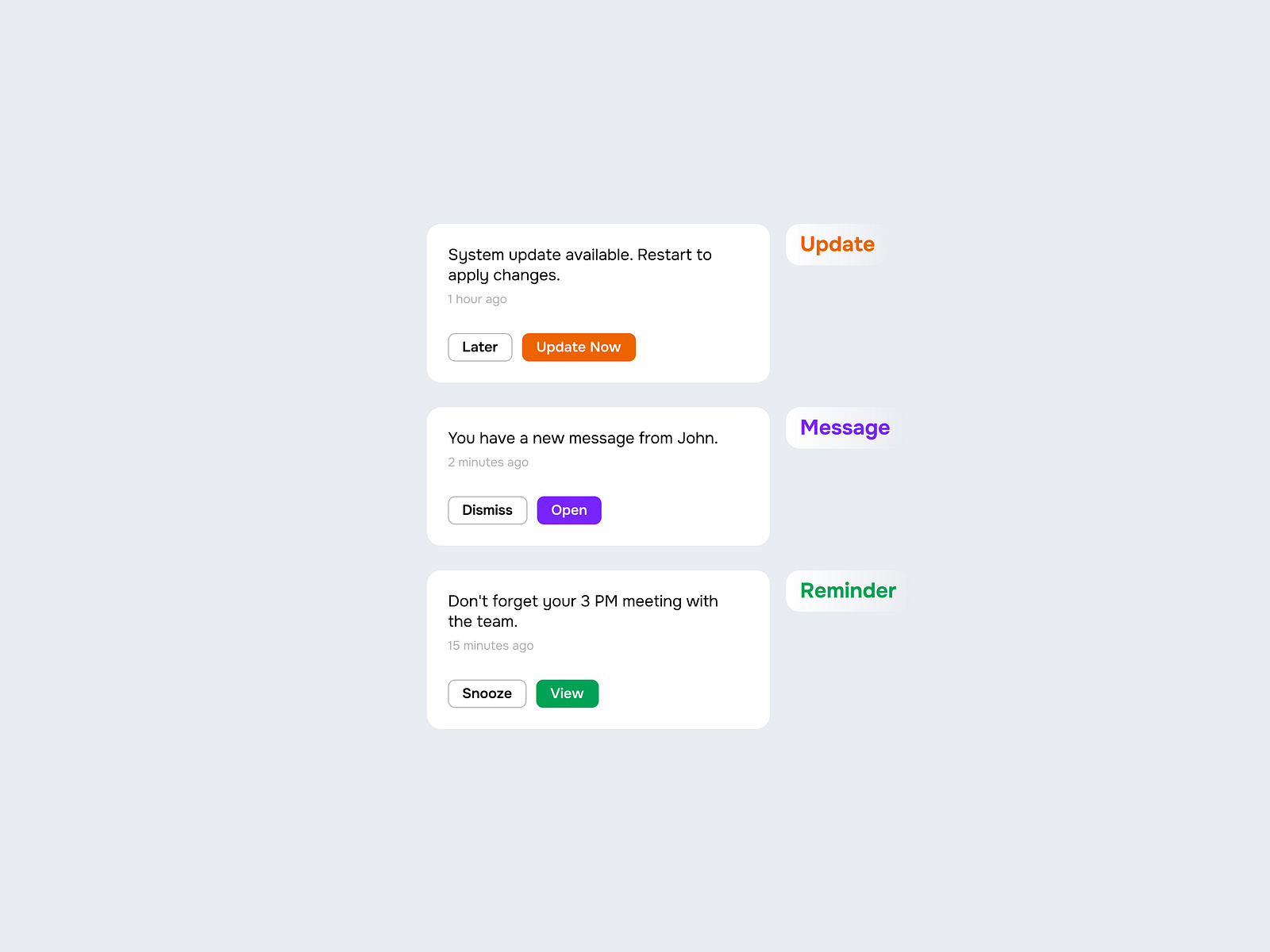 Color coded CTA for different types of Notifications by Mayank Chittora ...