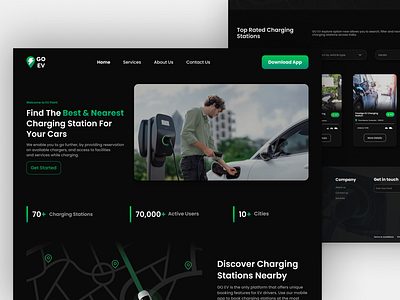 GO EV | EV Charging Station Finder | Website UI/UX branding charging charging station chargingstation design electric electric vehicle electricvehicle ev landing page online ui ui design uidesign vehicle web design webdesign website