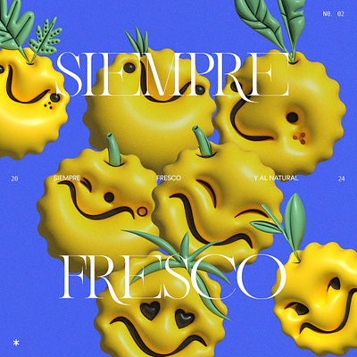 Always Fresh | Siempre Fresco 3d blue characterd design fruits graphic design illustration poster rendering shapes
