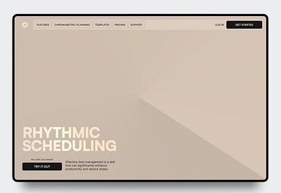 Rhythmic scheduling - Time management landing page (7/365) 365 heroes beige hero design landingpage scheduling soft pallete software time time management ui