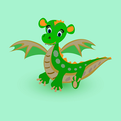 little green dragon -cartoon character design graphic design illustration vector