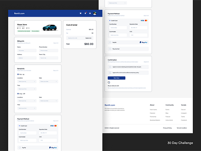 Car Rental Service - Reservation Confirmation Page car rent website car rental car rental service website cars confirmation process payment pickup location rental duration renting reservation details ui web design