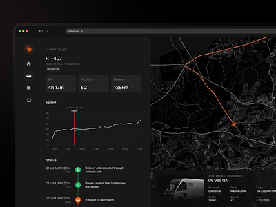 Postex - Tracking Dashboard cargo dark mode dashboard delivery figma soft tracking web