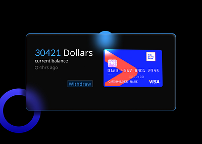 Here is your bank balance UI card. bank cards black theme blue design interface clean design cyan design thinking shades of blue transparent card transparent design ui user interface ux web