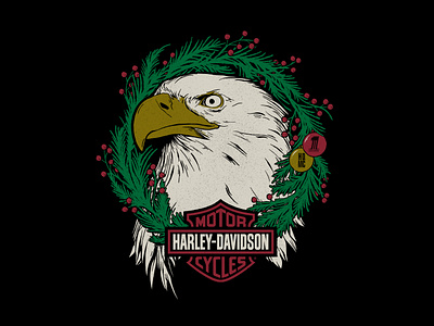 HD Christmas apparel branding christmas design eagle graphic graphic design harley harley davidson hd illustration t shirt vector wreath
