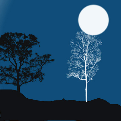 Landscape night view bluesky branding graphic design landscape logo moon motion graphics night tree