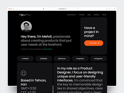 Personal Portfolio Website - Mehdi and Me bento design grid iran personal portfolio ui ux website