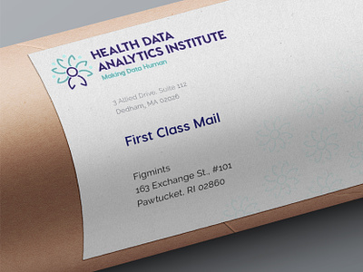 HDAI mailing label analytics branding collateral data design graphic design green hdai health healthcare institute label logo mail mailing label print print design purple white