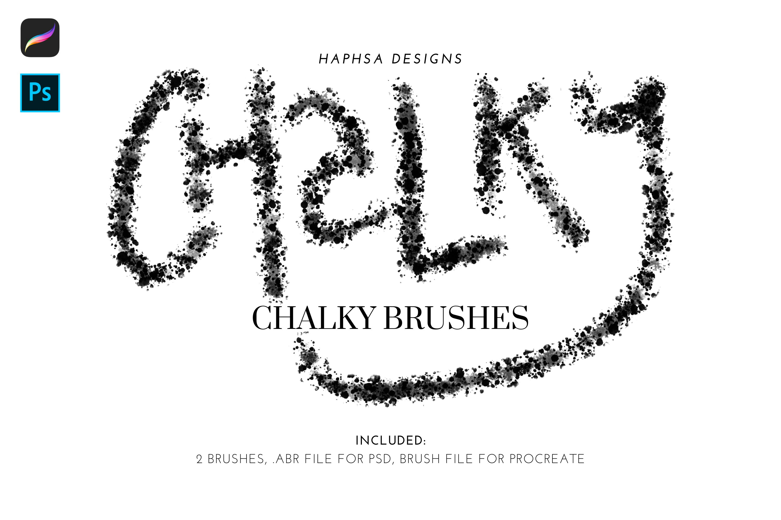 Chalky Photoshop Brush Pack - 2 Brushes abr adobe art branding brush pack brush set brushes design digital product graphic design photoshop photoshop addon photoshop brush pack product
