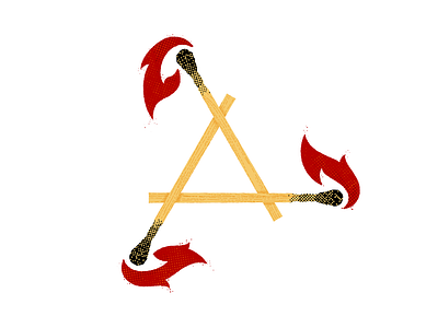 Three Strikes design fire illustration matches triangle