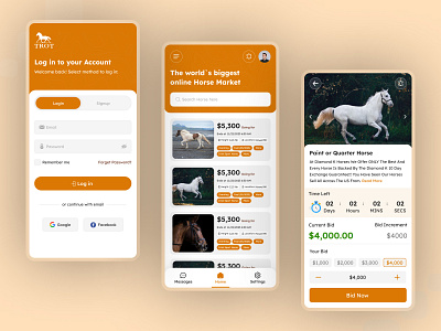 Horse Auction App app app design auction app auction horse figma figma app horse app horse auction ui ux