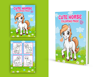 Cute Horse Coloring Page bockcover book book cover books coloring page cover design graphic design kid kids kids book kids coloring page