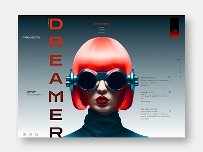 DREAMER web Ui Landing Page animation appdesign branding landingpage ui uiux ux web webdesign