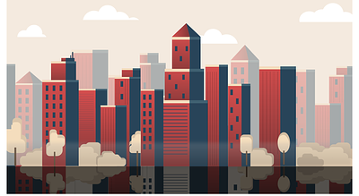 Retro Cityscape cityscape digitalart flatdesign illustration illustrator