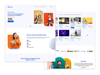 Academia - eLearning Landing Page app design interface design landing page landing page design ui uiux web ui website design