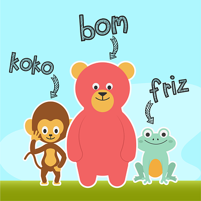 Bom, Koko and Friz. cartoon digital art flatdesign illustration kids