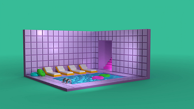 Welcome to the Pool Room 3d 3dart 3ddesign design digitalart exploring design fun with design liminal motion graphics poolroom womp3d