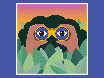 Peeking through the bushes. adobe illustrator art binnoculars illustration spying vector