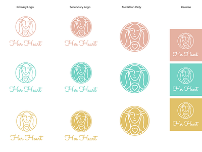 Her Heart Branding branding feminine healthcare logo pastel pink tiffany turquoise wellness yellow