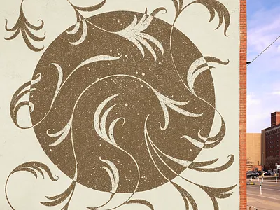 Fully Alive abstract art nouveau botanical floral hand painted illustration mockup monochrome mural