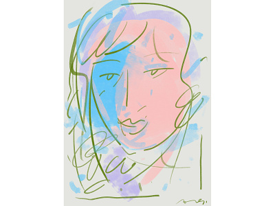 Woman's Face art design digital art digital painting drawing editorial face illustration illustrator matisse painting pastel portrait