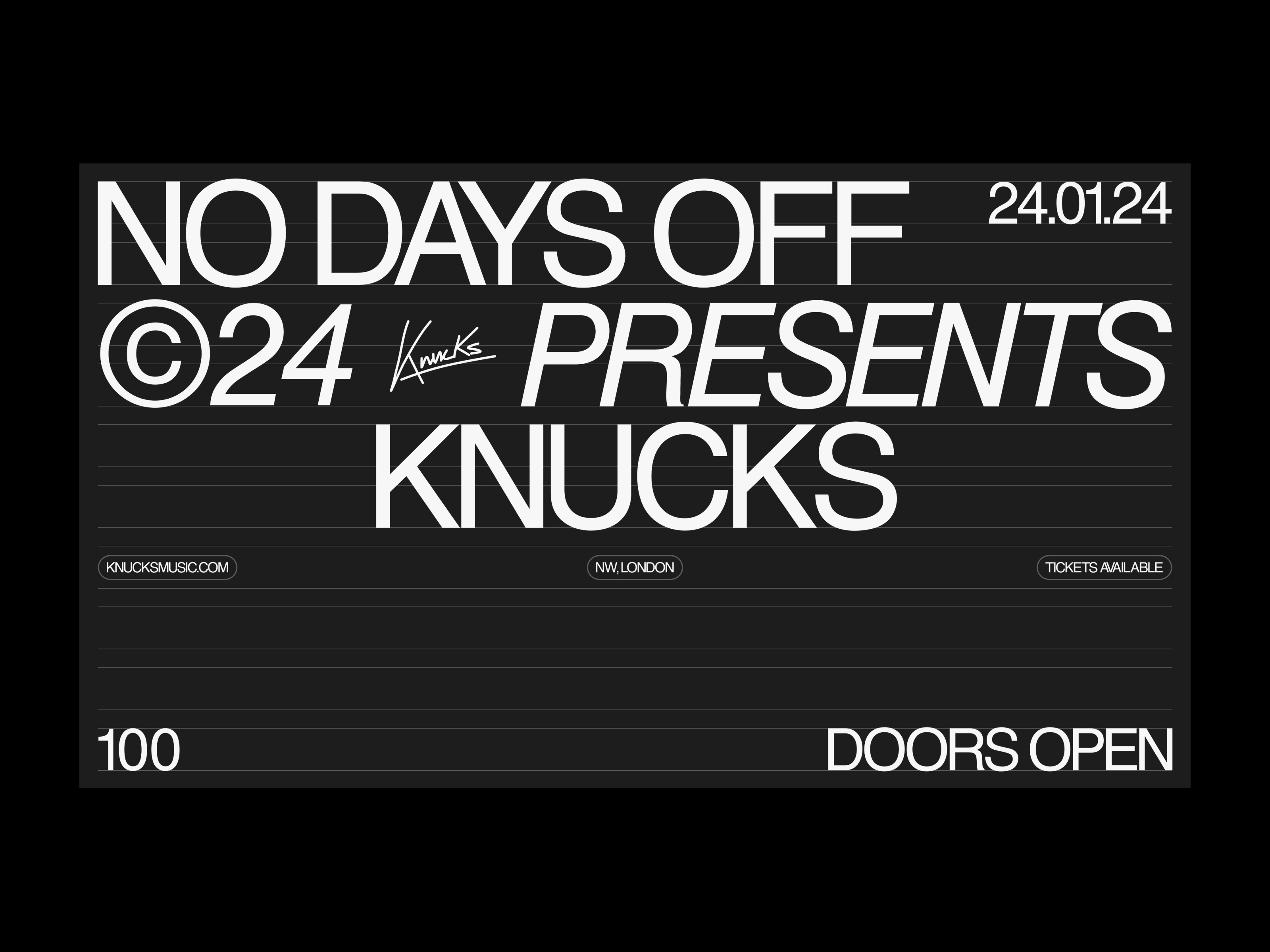 Knucks ©24 - Loading Sequence animation grid design interactions landing page loader minimal monotone motion graphics music website typography ui web web design website website animation