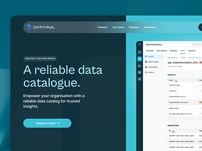 Transforming Data Management with Datarul branding data data analysis data catalogue fintech landing landing page product saas ui uiux