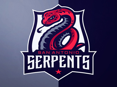 San Antonio Serpents Sports Logo V3 cobra crest dasedesigns design illustration mascot mascot logo python serpent logo serpents shield snake snake shield sports logo vipers