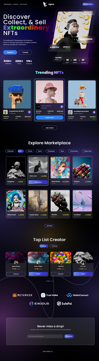 NFT MARKETPLACE LANDING PAGE figma landing page nft nft landing page nft marketplace landing page ui