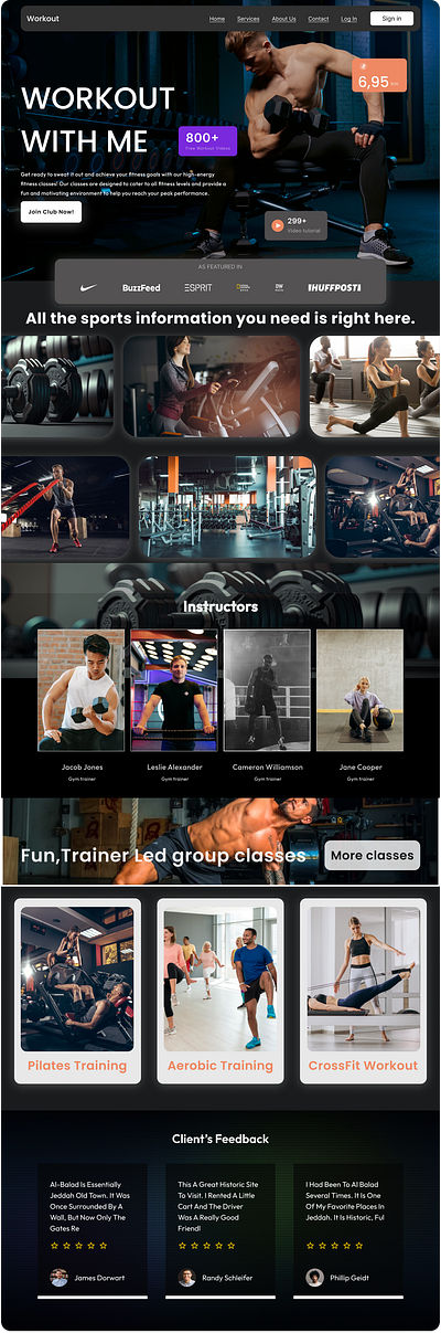 FITNESS GYM LANDING PAGES DESIGN figma fitness gym landing pages design fitness landing page gym landing page landing page ui design