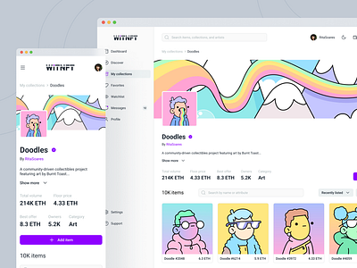 WITNFT - Collection Page collection design marketplace mobile nft store ui ux web