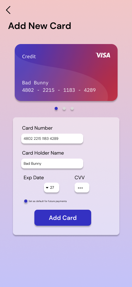 Add New Credit Card Daily UI #002 dailyui design mobile mobiledesign productdesign ui uidesign ux