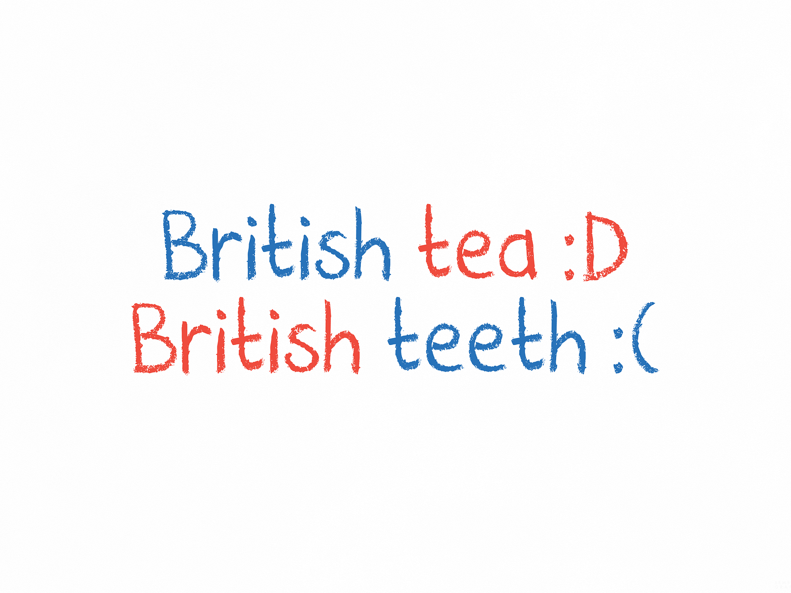 British Tea, British Teeth Typographical Poster by Karl Bembridge on