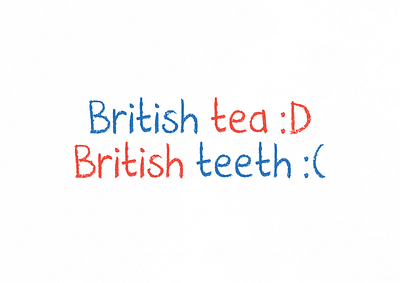 British Tea, British Teeth | Typographical Poster british font funny graphics humour poster sans serif simple text typography