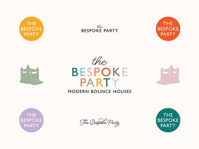 The Bespoke Party Modern Bounce House Rental Branding bespoke bounce house bounce house logo brand design branding colorful colorful logo hand drawn handdrawn illustration modern modern branding modern logo party logo party rental rental logo