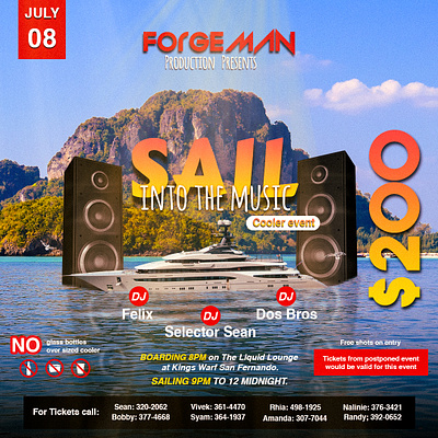 Sail into the Music Boat lime graphic design