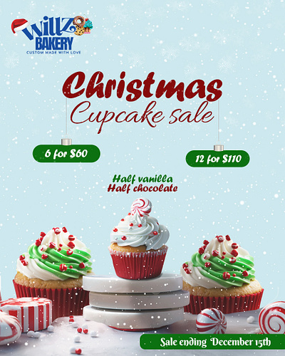 Willz Bakery Christmas Flyer graphic design