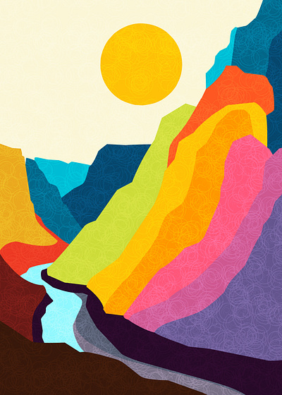 Rainbow Cliff digitalart drawing flatdesign illustration minimalis