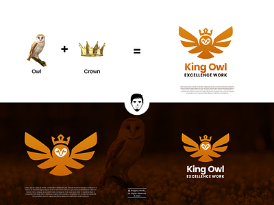 King Owl Logo Design animal bird branding combination crown design gold logo golden king logo mark owl owls royal simple vector