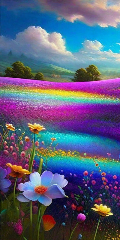 Iridescence_vibrant_colorful_field_of_flowers colorful flowers field of flowers