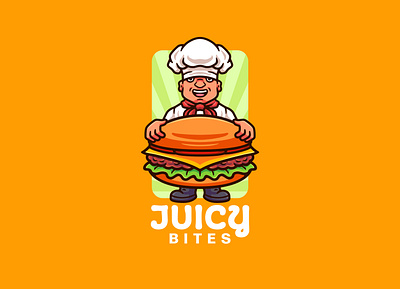 Chef burger cartoon cute mascot character logo design burger cartoon logo character chef dinner fast food food hamburger illustration lunch mascot logo restaurant shop