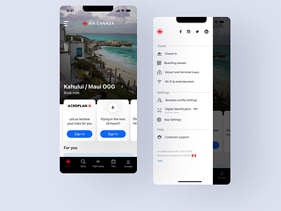Flight app - Practicing by working of on the Air Canada App flight app product design ui ui design
