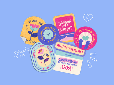 Sticker Set Muslim Reminder animation cute illlustration design graphic design illustration illustration set muslim sticker sticker design sticker set