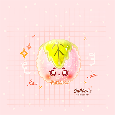 Sakura Mochi by sailizv.v adorable adorable lovely artwork concept creative cute art design digitalart illustration