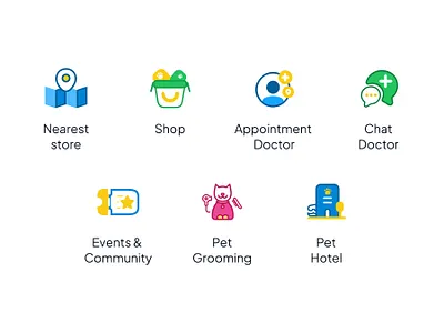 Hi Pets icons pack (Petshop Icon) animal application apps blue branding design graphic design icon icons ikon illustration mobile pet petshop shopping ui uidesign ux
